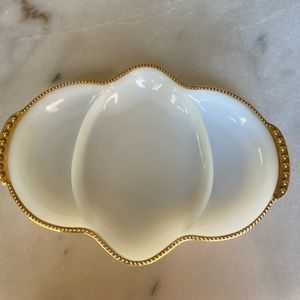 Vintage vachina white dish with gold trim